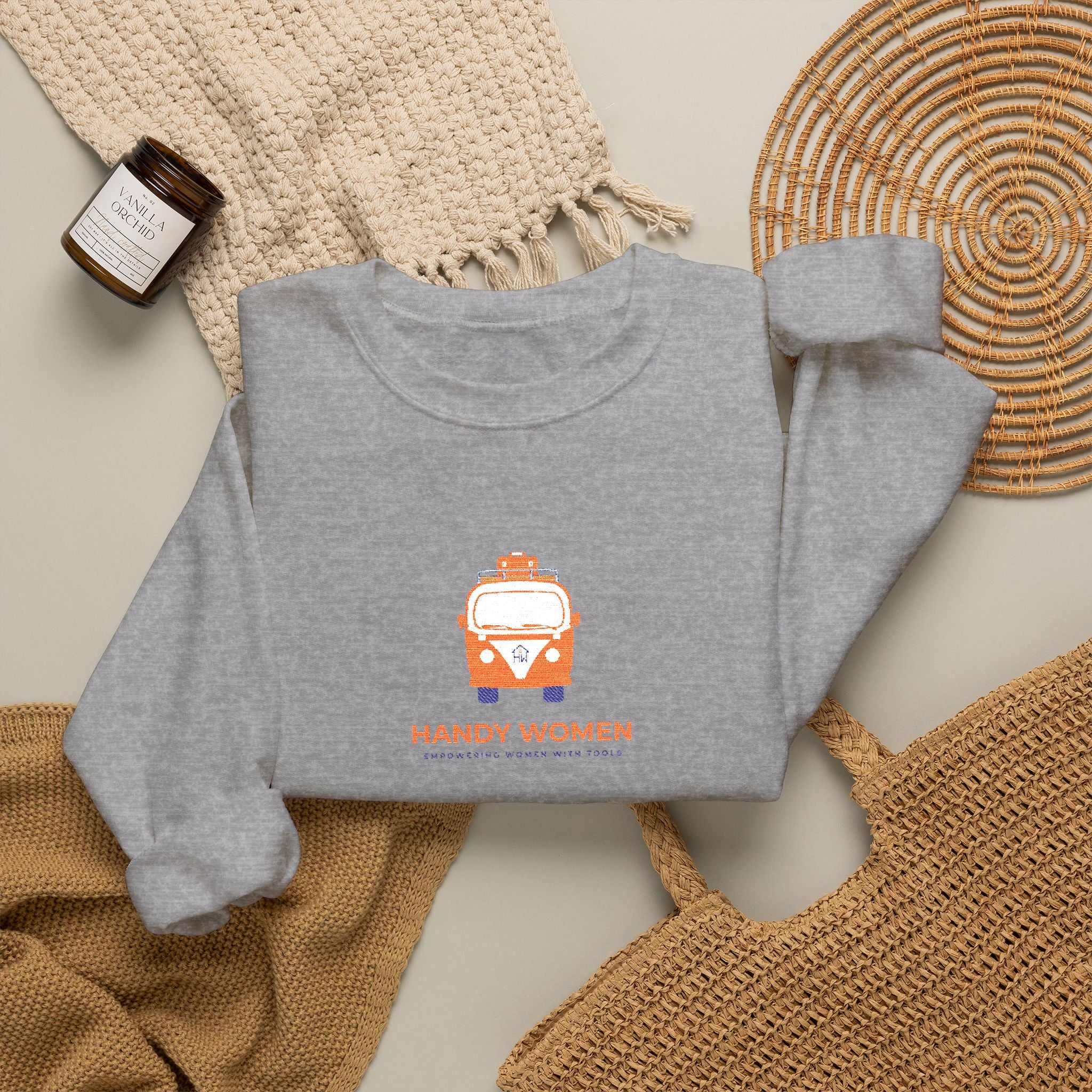 Happy Women Graphic Sweatshirt Embroidered