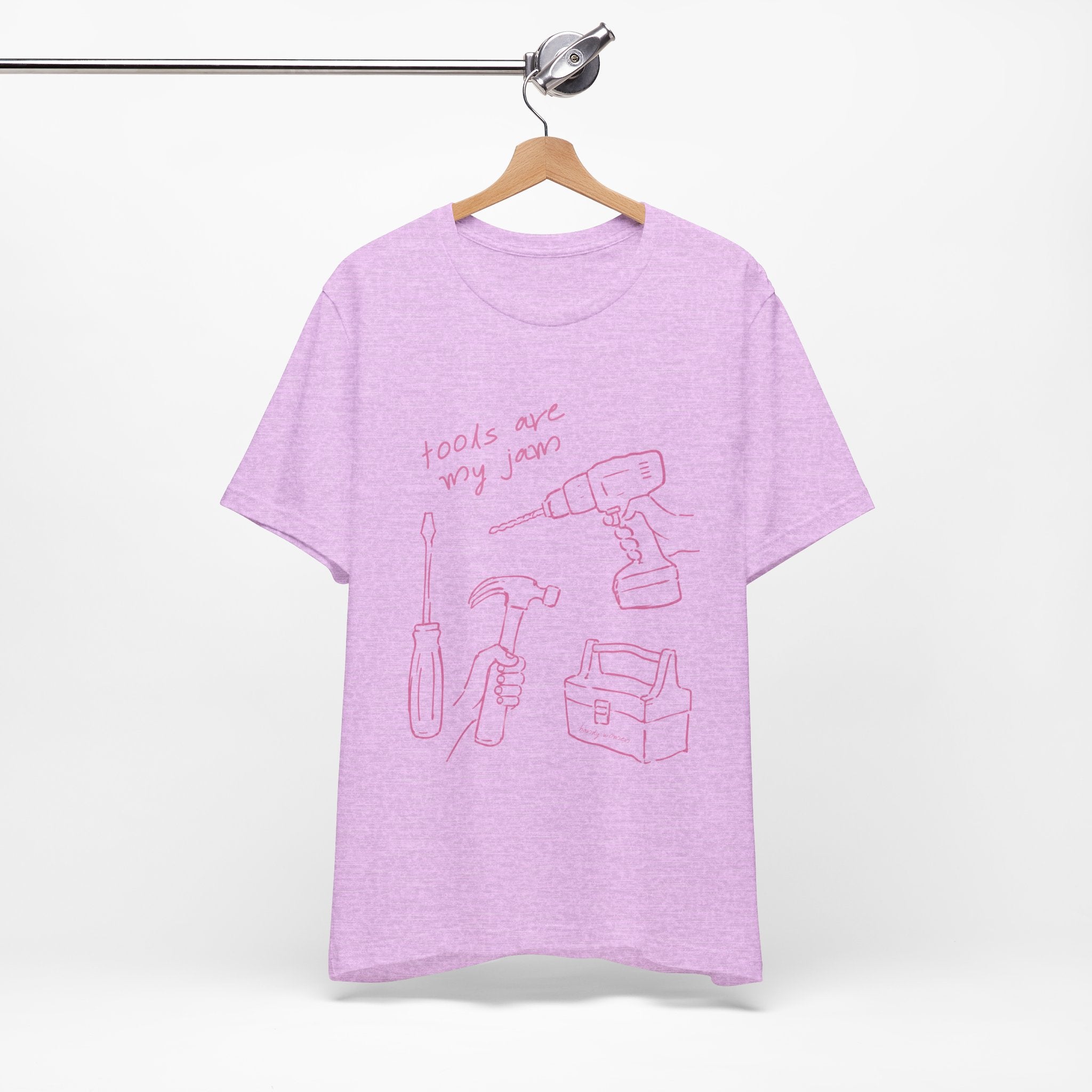Tools Are My Jam T‑Shirt — Pink Hand‑Drawn Toolbox Illustration