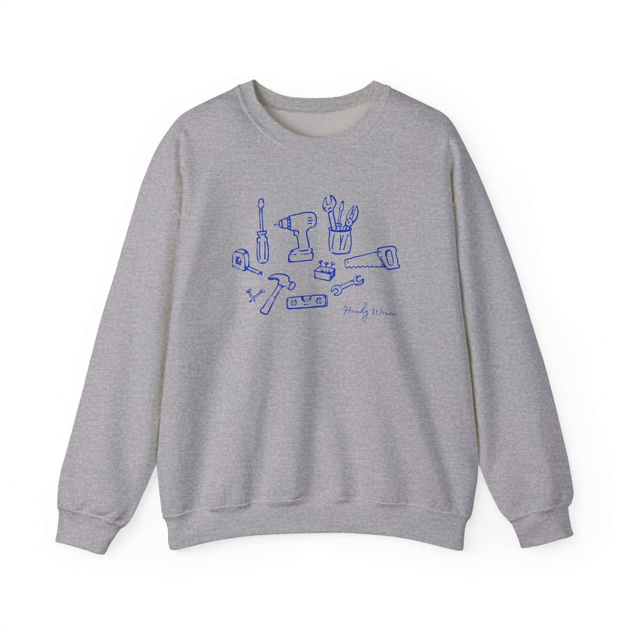 DIY Tools Crewneck Sweatshirt — Minimalist Handyman Illustration