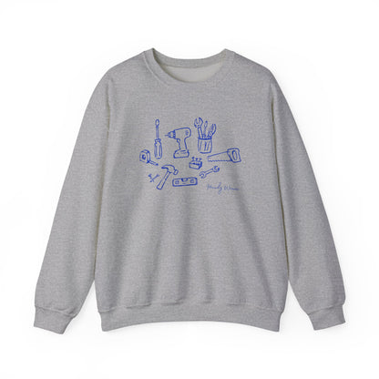 DIY Tools Crewneck Sweatshirt — Minimalist Handyman Illustration