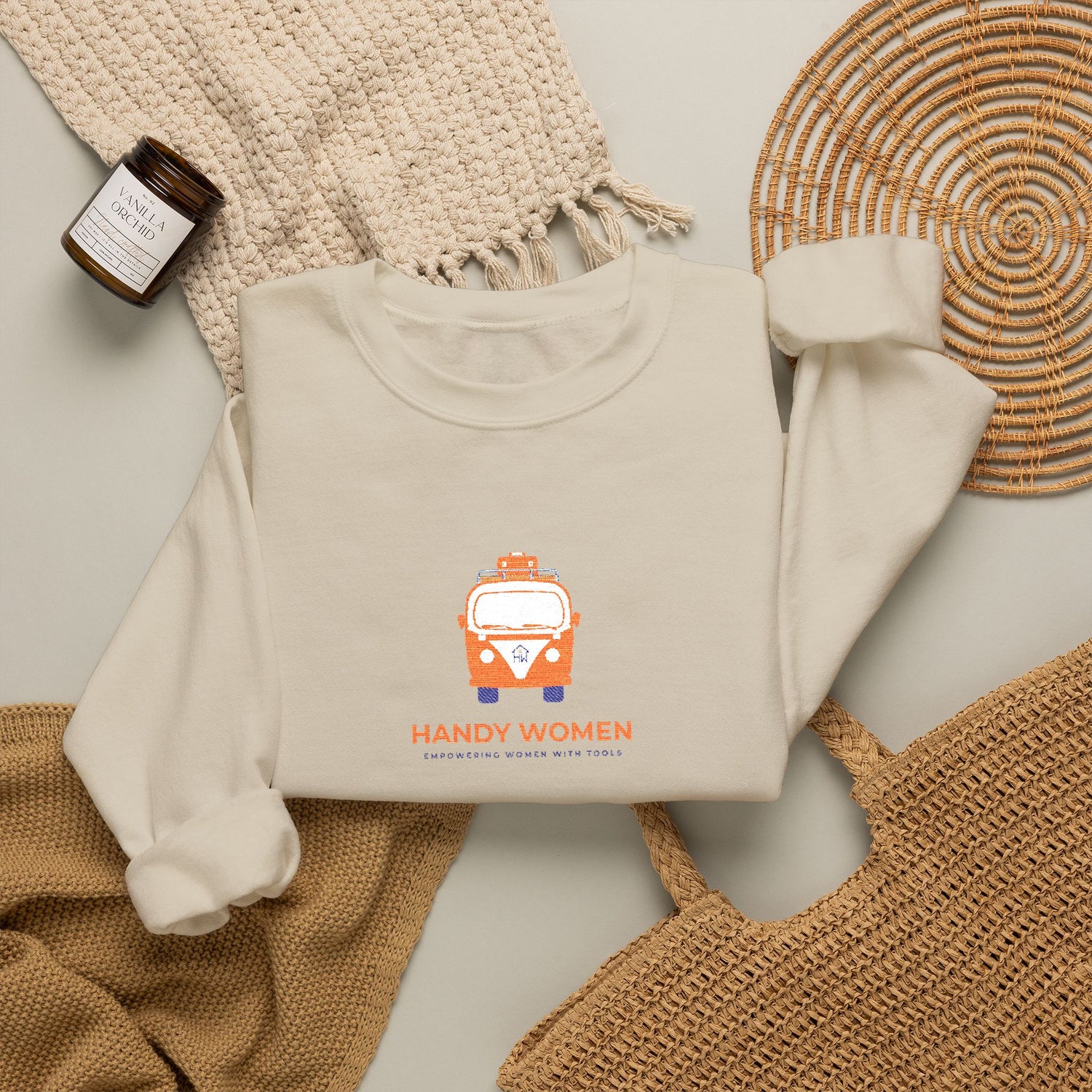 Happy Women Graphic Sweatshirt Embroidered