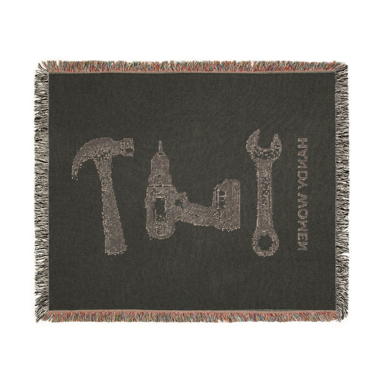 Handy Women Tools illustration Woven Blanket | hammer, wrench, drill throw