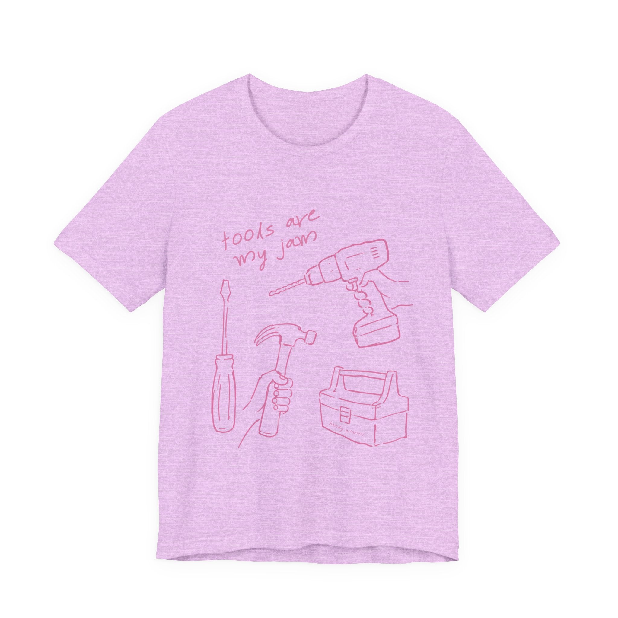 Tools Are My Jam T‑Shirt — Pink Hand‑Drawn Toolbox Illustration