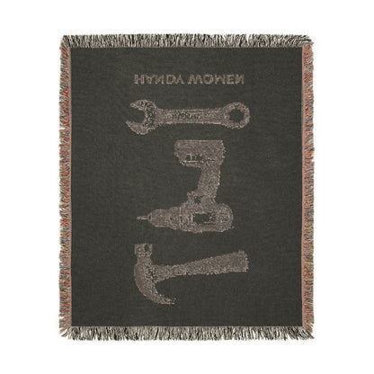 Handy Women Tools illustration Woven Blanket | hammer, wrench, drill throw