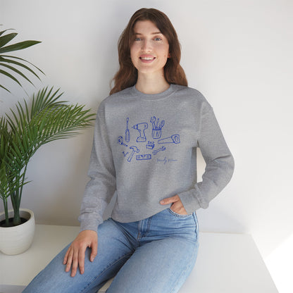 DIY Tools Crewneck Sweatshirt — Minimalist Handyman Illustration