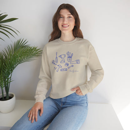 DIY Tools Crewneck Sweatshirt — Minimalist Handyman Illustration