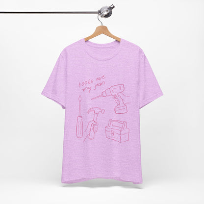 Tools Are My Jam T‑Shirt — Pink Hand‑Drawn Toolbox Illustration