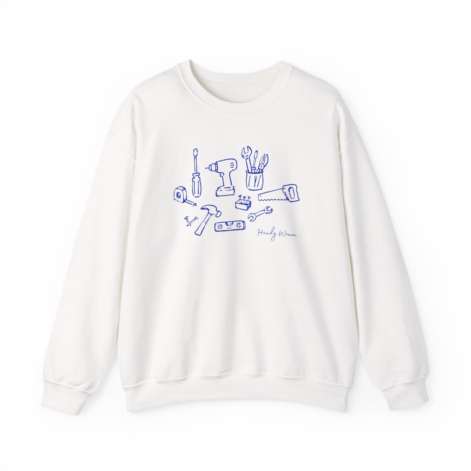 DIY Tools Crewneck Sweatshirt — Minimalist Handyman Illustration