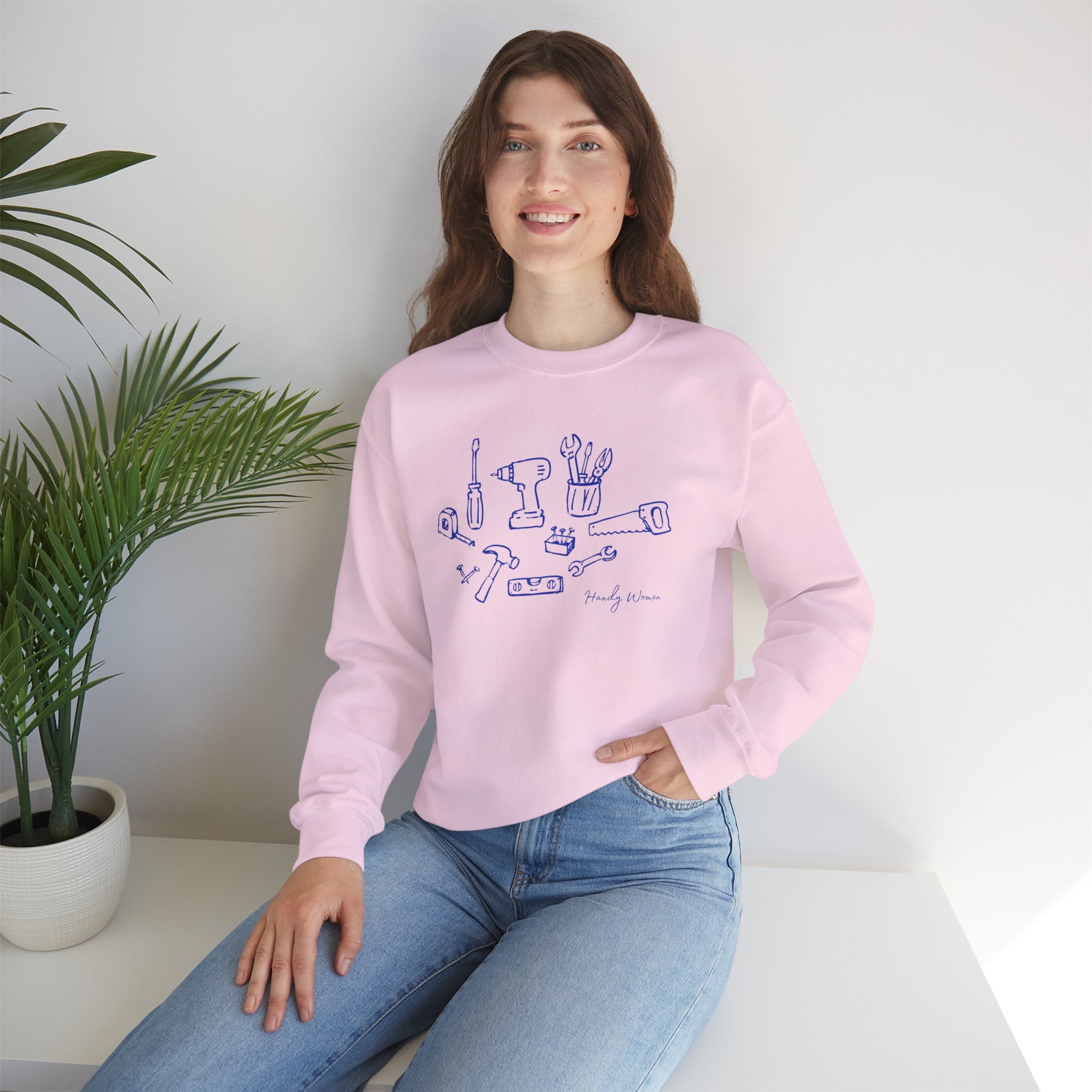 DIY Tools Crewneck Sweatshirt — Minimalist Handyman Illustration