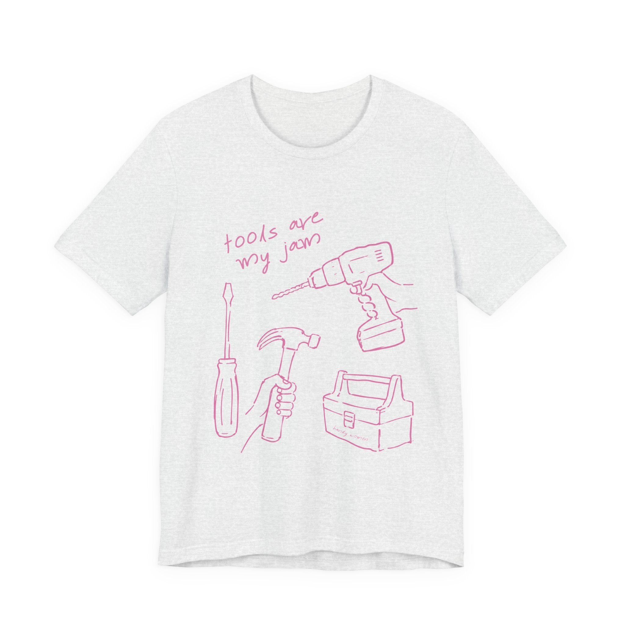 Tools Are My Jam T‑Shirt — Pink Hand‑Drawn Toolbox Illustration