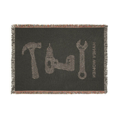 Handy Women Tools illustration Woven Blanket | hammer, wrench, drill throw