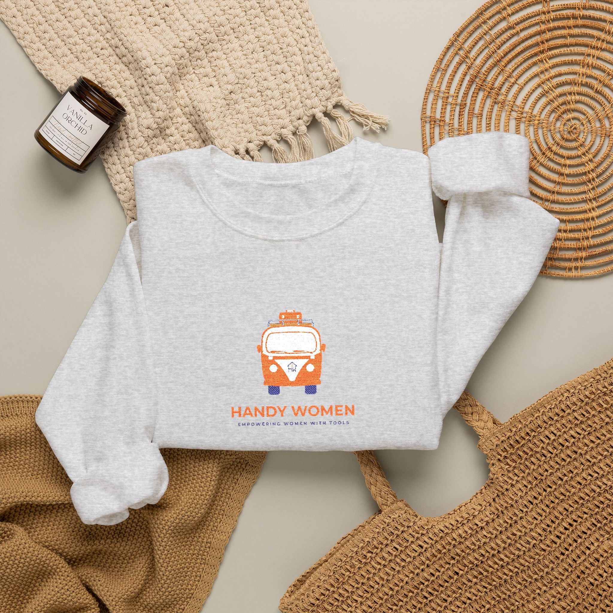 Happy Women Graphic Sweatshirt Embroidered