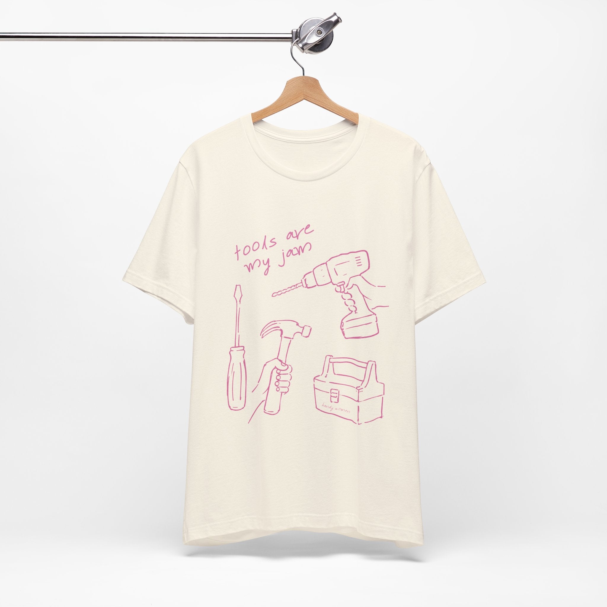 Tools Are My Jam T‑Shirt — Pink Hand‑Drawn Toolbox Illustration