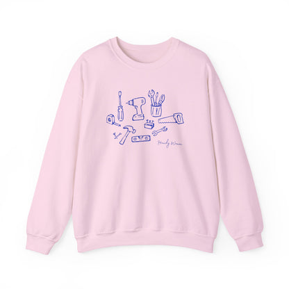 DIY Tools Crewneck Sweatshirt — Minimalist Handyman Illustration