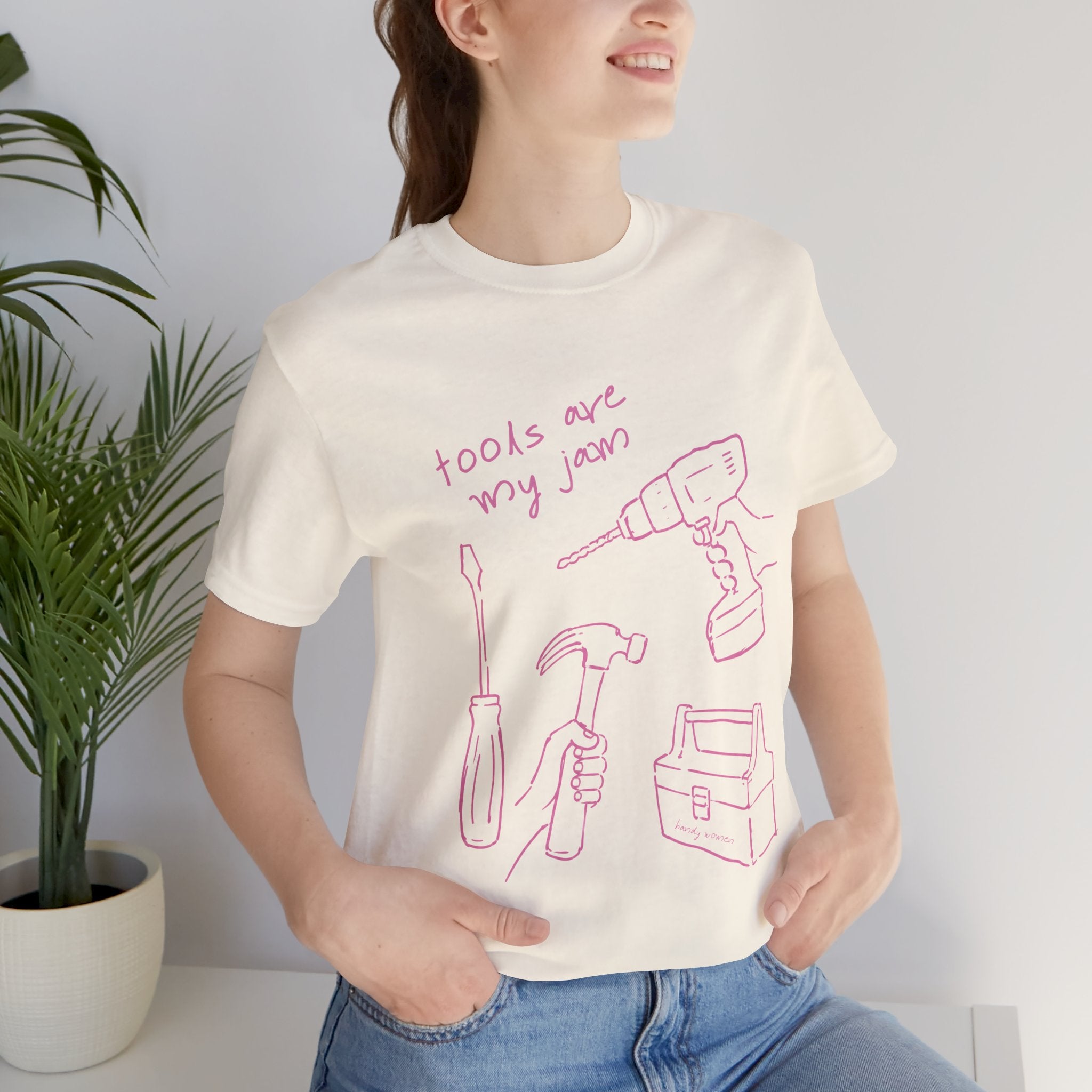 Tools Are My Jam T‑Shirt — Pink Hand‑Drawn Toolbox Illustration
