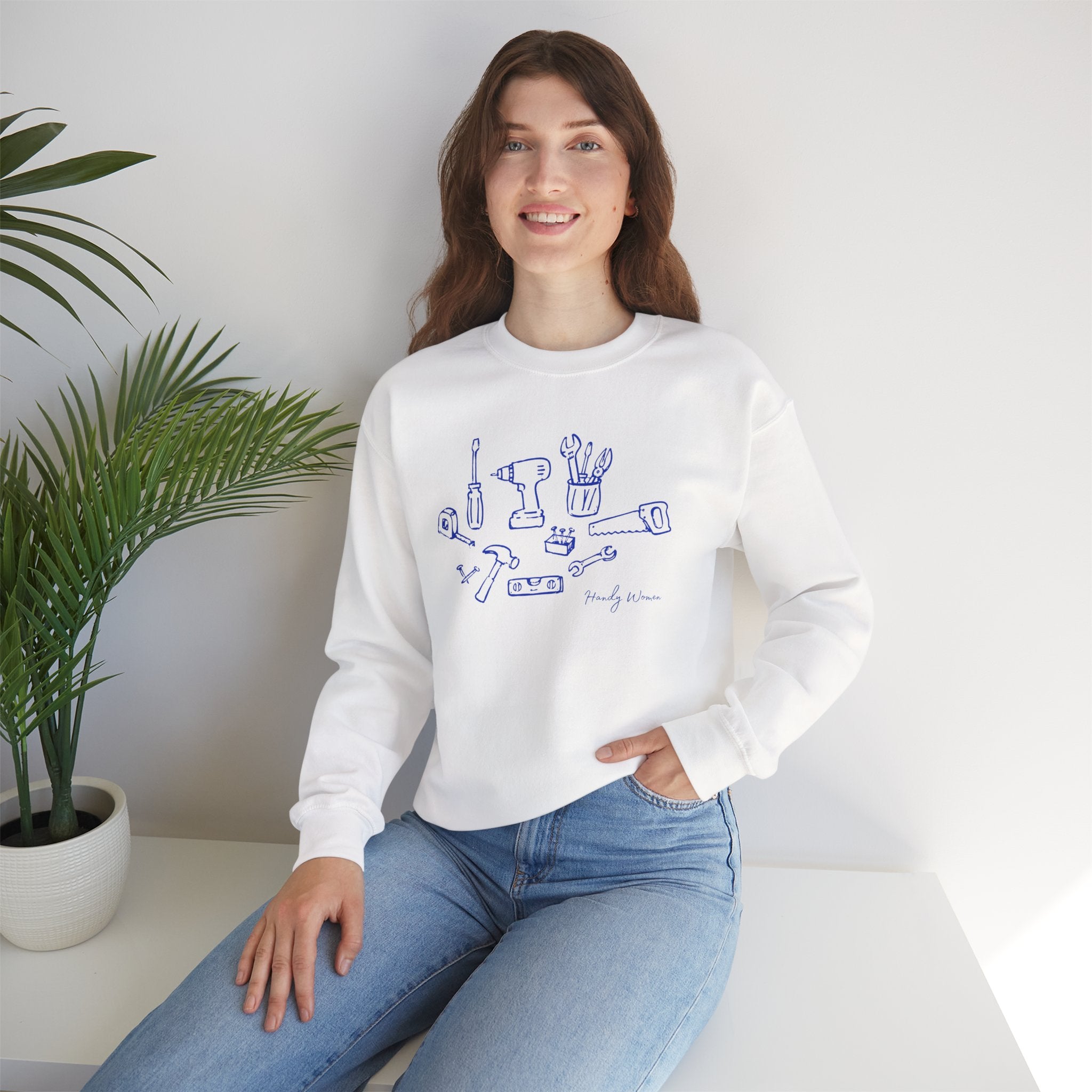 DIY Tools Crewneck Sweatshirt — Minimalist Handyman Illustration