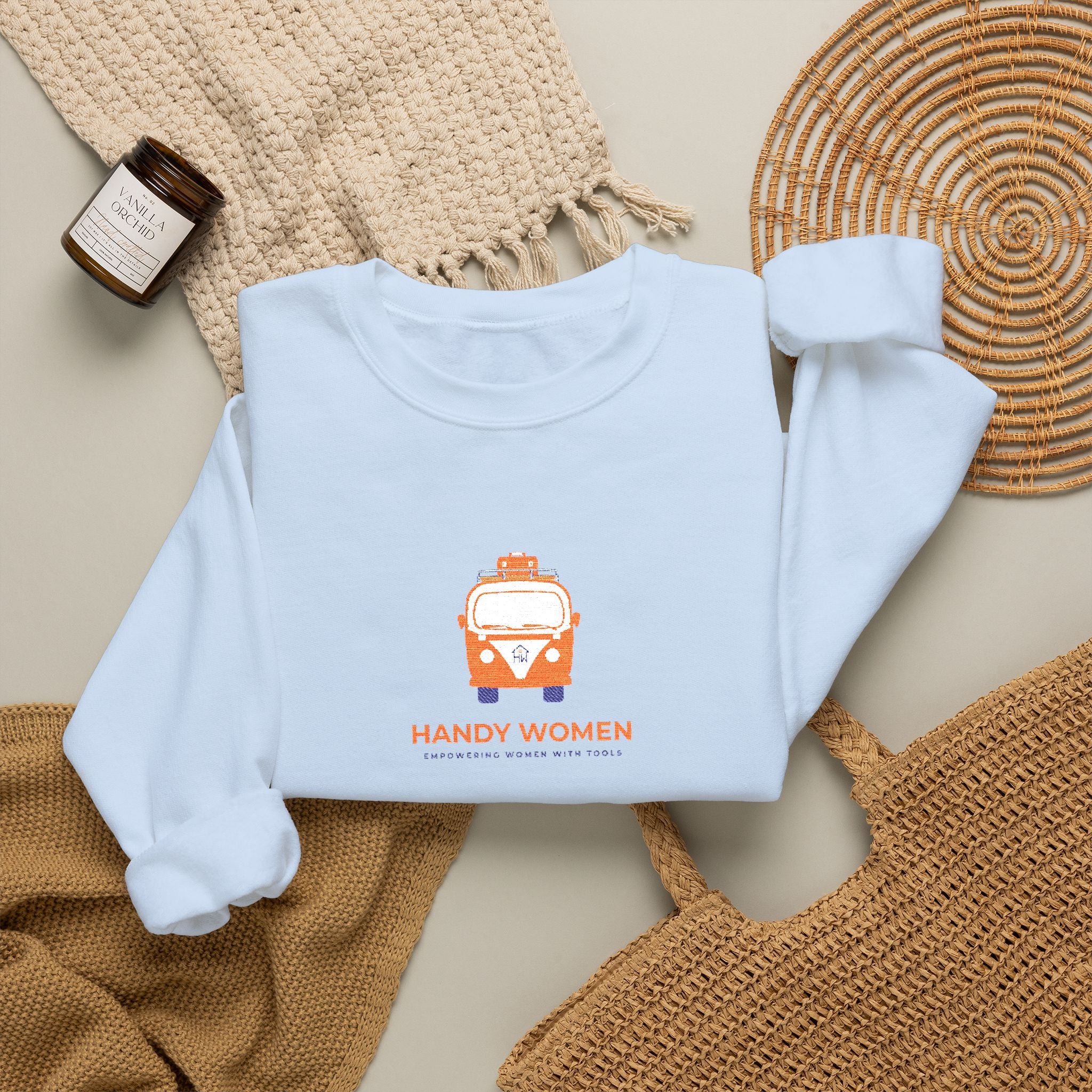 Happy Women Graphic Sweatshirt Embroidered
