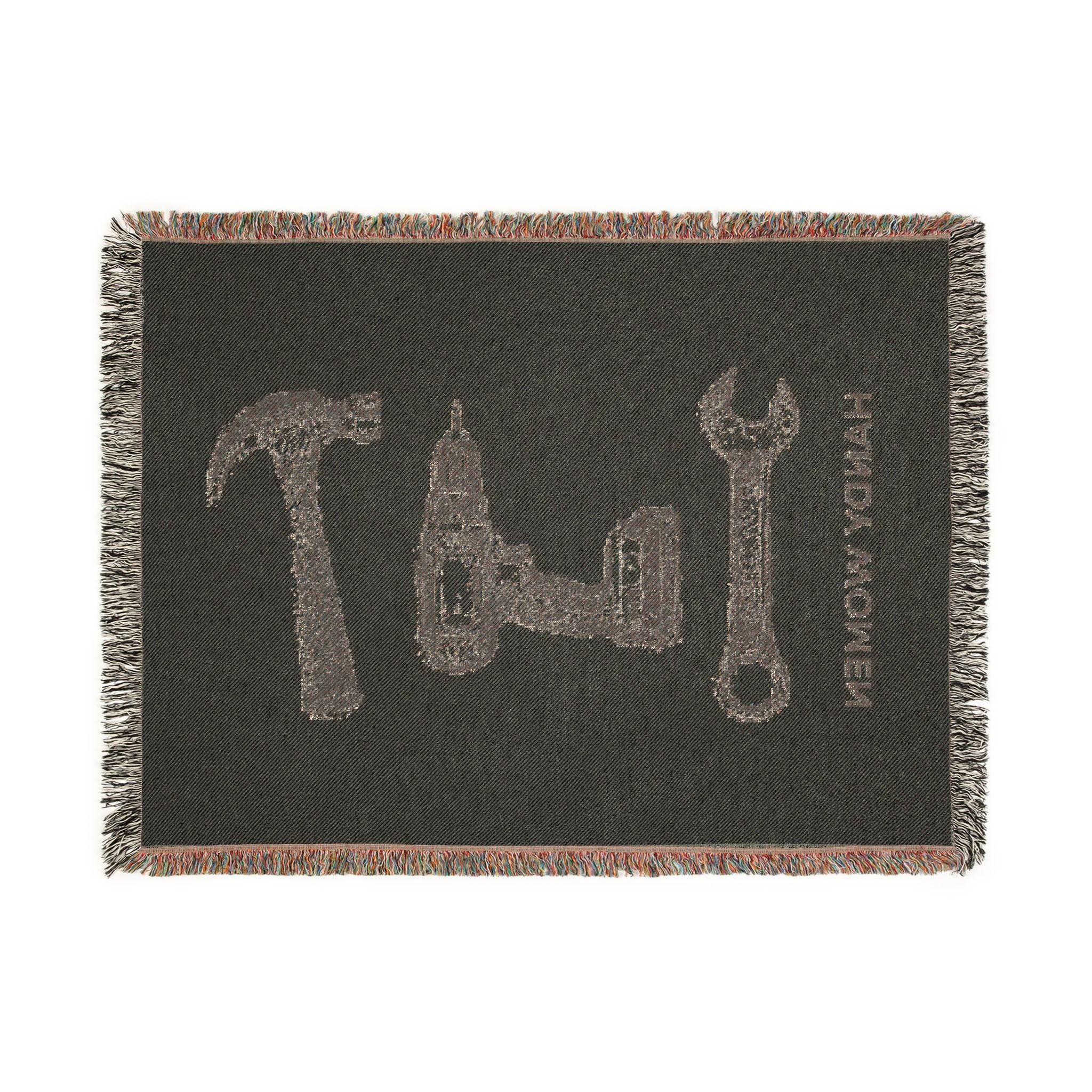 Handy Women Tools illustration Woven Blanket | hammer, wrench, drill throw