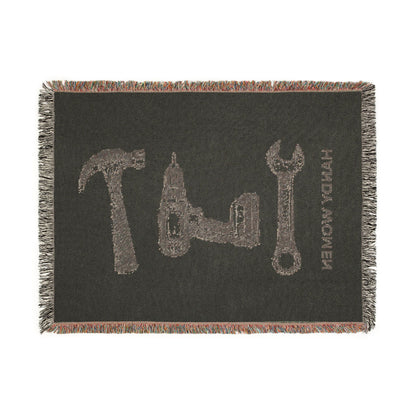Handy Women Tools illustration Woven Blanket | hammer, wrench, drill throw