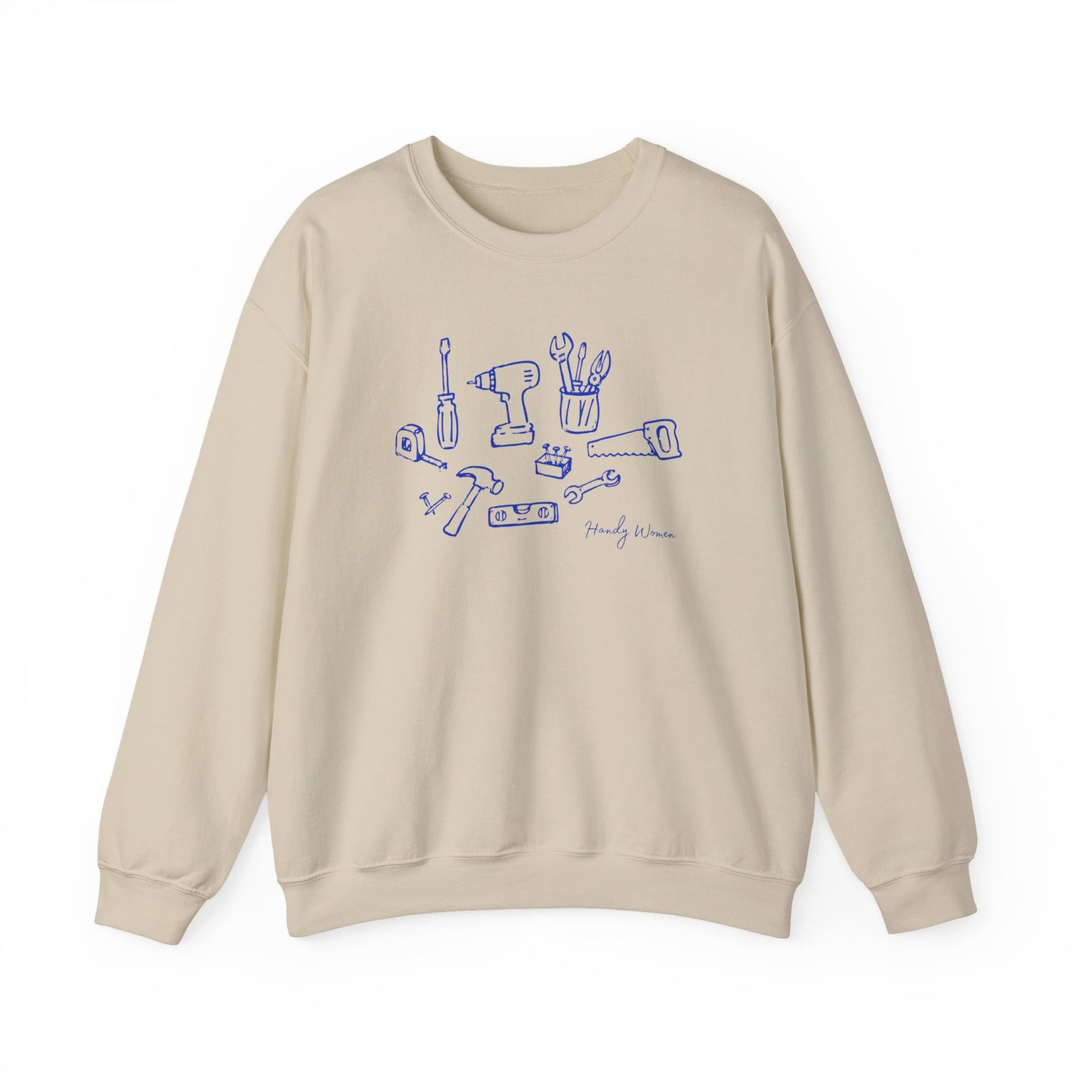 DIY Tools Crewneck Sweatshirt — Minimalist Handyman Illustration