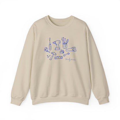 DIY Tools Crewneck Sweatshirt — Minimalist Handyman Illustration