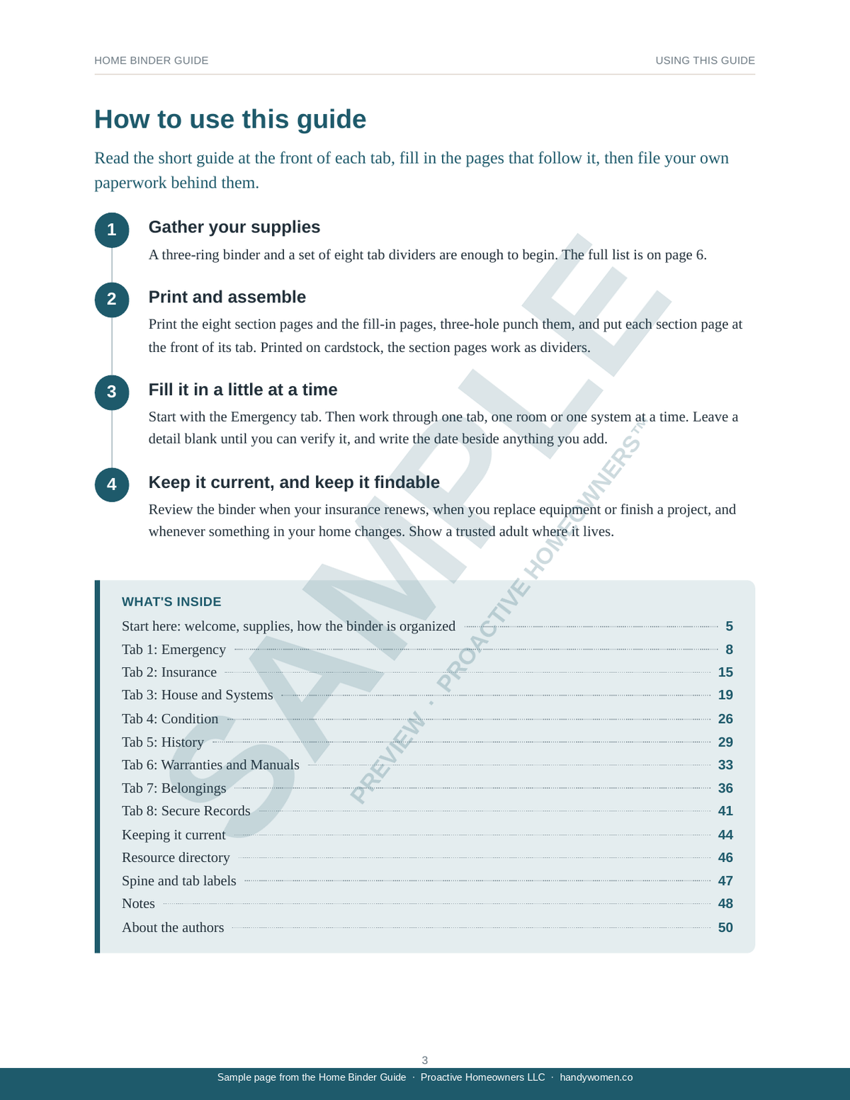Home Binder Guide for your Home and its Records - Access Code