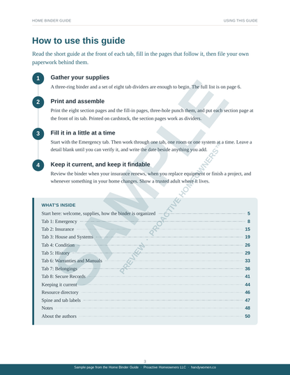 Home Binder Guide for your Home and its Records - Access Code