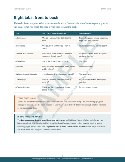 Home Binder Guide for your Home and its Records - Access Code