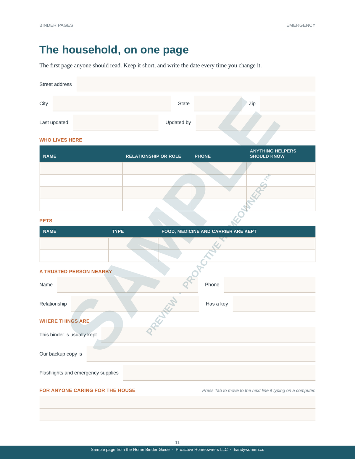 Home Binder Guide for your Home and its Records - Access Code