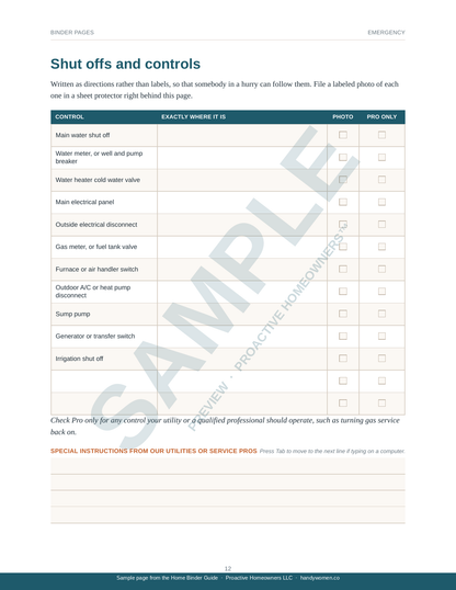 Home Binder Guide for your Home and its Records - Access Code