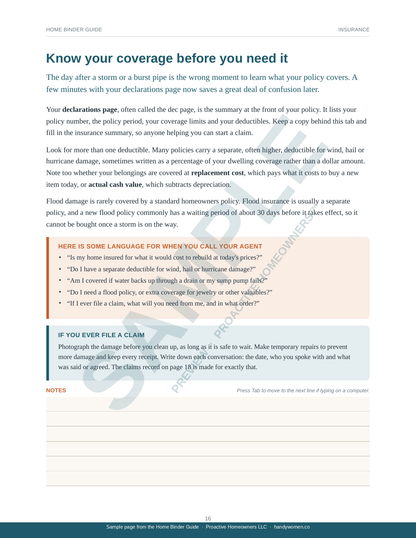 Home Binder Guide for your Home and its Records - Access Code