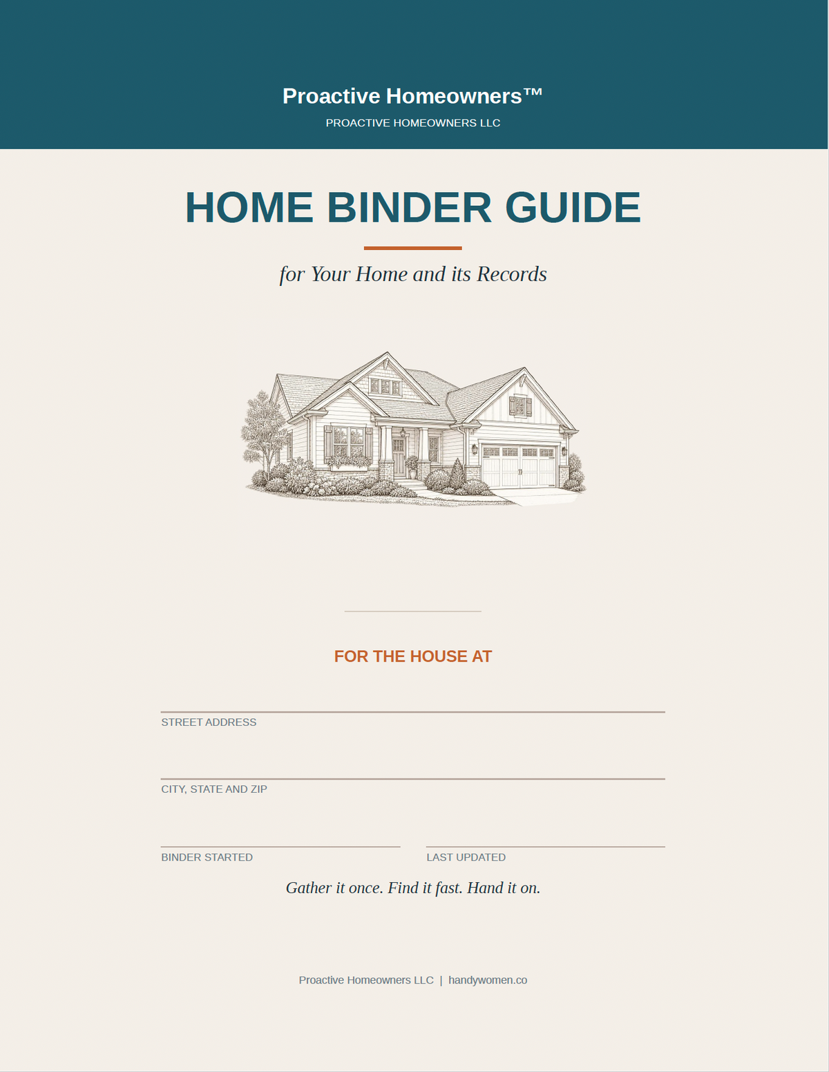 Home Binder Guide for your Home and its Records - Access Code