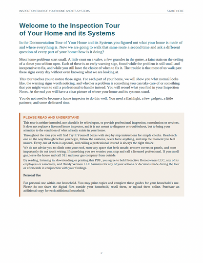 Inspection Tour of Your Home and Its Systems - Access Codes